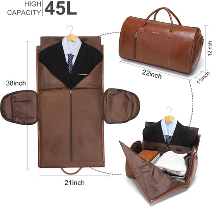 Convertible Garment Bag, Carry-On Suit Bag with Shoulder Strap | 2-in-1 lightweight garment travel bag for men and women, suit bag with shoulder strap for weekend getaways