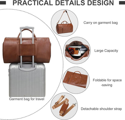 Convertible Garment Bag, Carry-On Suit Bag with Shoulder Strap | 2-in-1 lightweight garment travel bag for men and women, suit bag with shoulder strap for weekend getaways