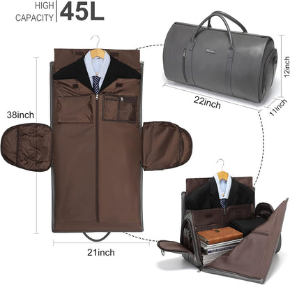 Convertible Garment Bag, Carry-On Suit Bag with Shoulder Strap | 2-in-1 lightweight garment travel bag for men and women, suit bag with shoulder strap for weekend getaways