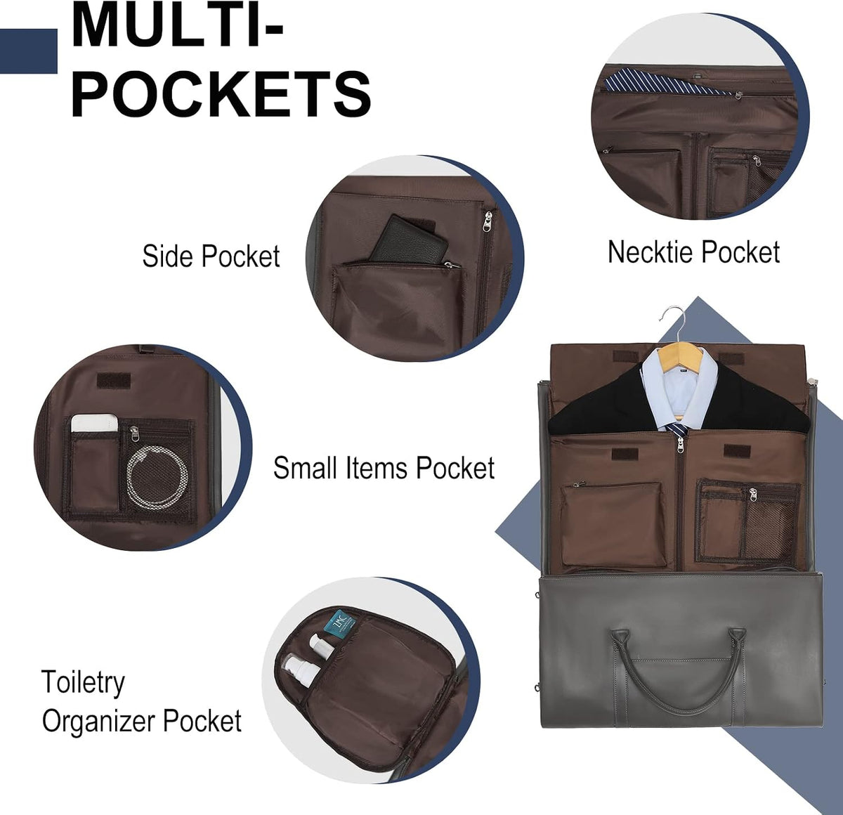 Convertible Garment Bag, Carry-On Suit Bag with Shoulder Strap | 2-in-1 lightweight garment travel bag for men and women, suit bag with shoulder strap for weekend getaways
