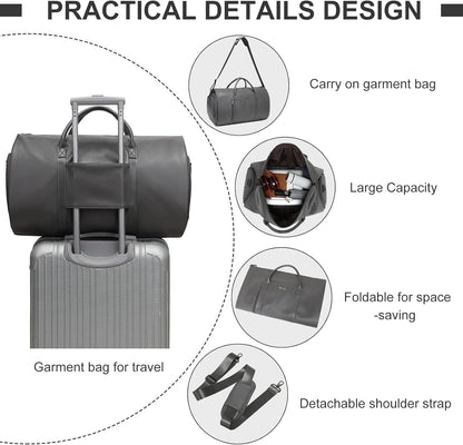 Convertible Garment Bag, Carry-On Suit Bag with Shoulder Strap | 2-in-1 lightweight garment travel bag for men and women, suit bag with shoulder strap for weekend getaways