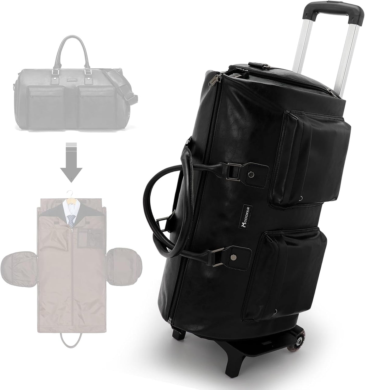 Convertible Garment Bag, Carry-On Suit Bag with Shoulder Strap | 2-in-1 lightweight garment travel bag for men and women, suit bag with shoulder strap for weekend getaways