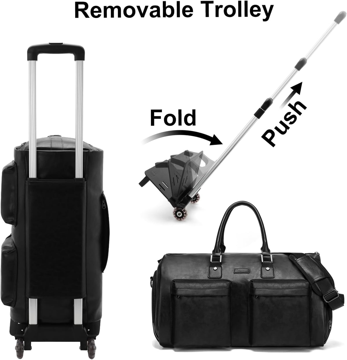 Convertible Garment Bag, Carry-On Suit Bag with Shoulder Strap | 2-in-1 lightweight garment travel bag for men and women, suit bag with shoulder strap for weekend getaways