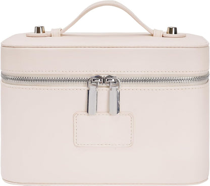 Makeup Case for Women, Leather Makeup Bag Cosmetic Case with Removable Divider, Large Capacity Waterproof Portable Travel Toiletry Make up Organizer Case