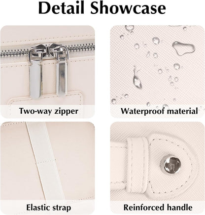 Makeup Case for Women, Leather Makeup Bag Cosmetic Case with Removable Divider, Large Capacity Waterproof Portable Travel Toiletry Make up Organizer Case