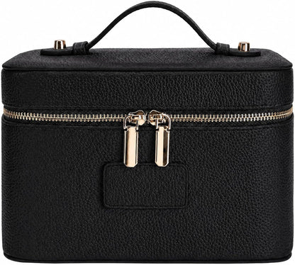 Makeup Case for Women, Leather Makeup Bag Cosmetic Case with Removable Divider, Large Capacity Waterproof Portable Travel Toiletry Make up Organizer Case