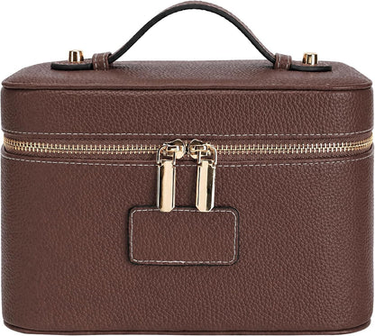 Makeup Case for Women, Leather Makeup Bag Cosmetic Case with Removable Divider, Large Capacity Waterproof Portable Travel Toiletry Make up Organizer Case