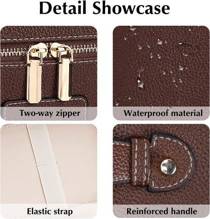 Makeup Case for Women, Leather Makeup Bag Cosmetic Case with Removable Divider, Large Capacity Waterproof Portable Travel Toiletry Make up Organizer Case
