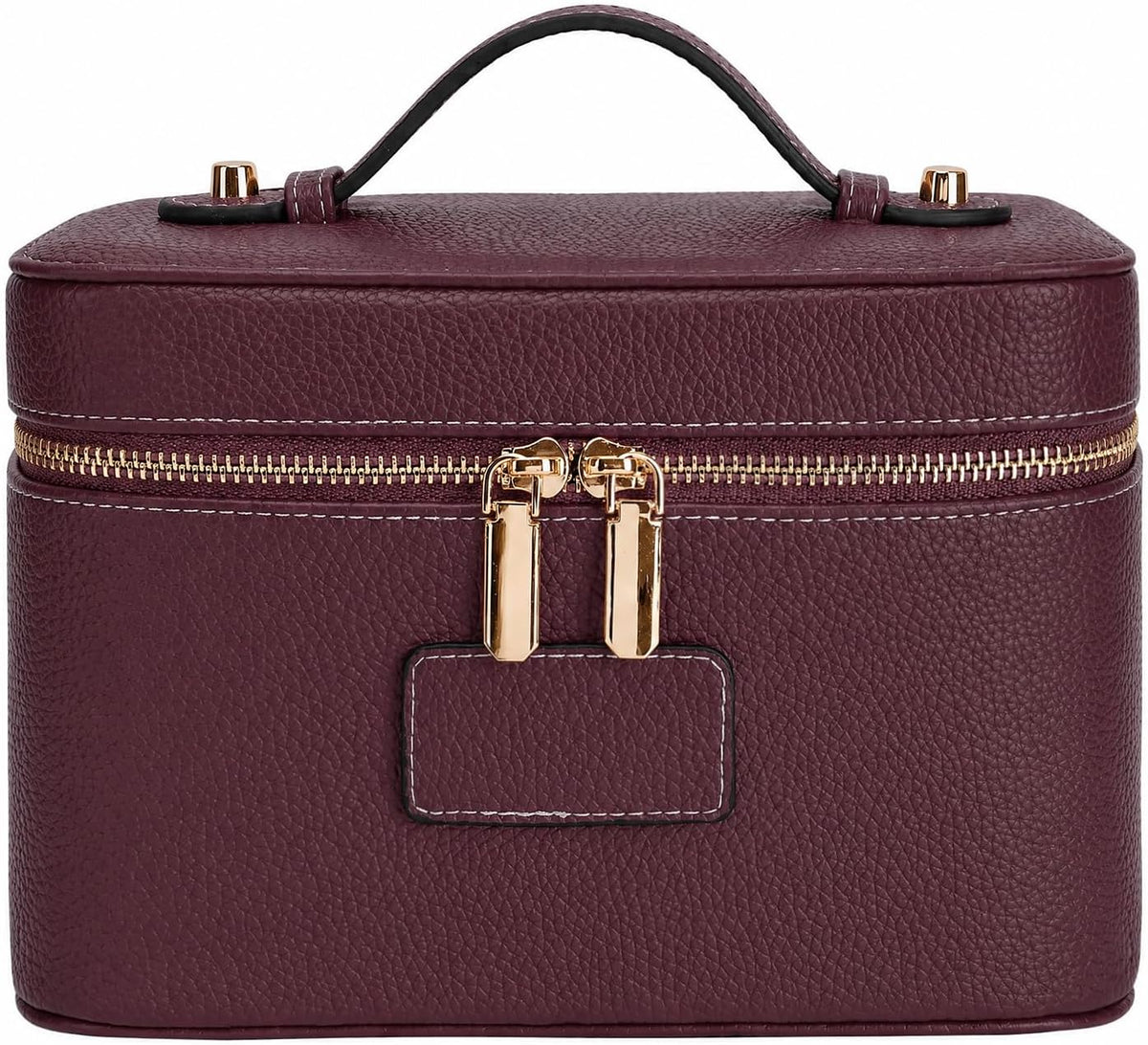 Makeup Case for Women, Leather Makeup Bag Cosmetic Case with Removable Divider, Large Capacity Waterproof Portable Travel Toiletry Make up Organizer Case