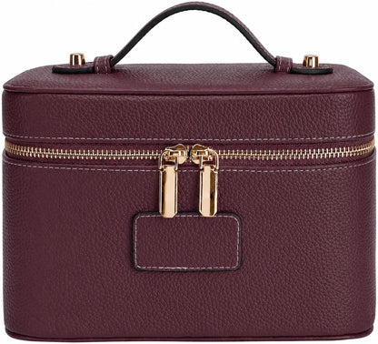 Makeup Case for Women, Leather Makeup Bag Cosmetic Case with Removable Divider, Large Capacity Waterproof Portable Travel Toiletry Make up Organizer Case