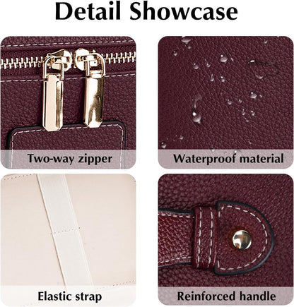 Makeup Case for Women, Leather Makeup Bag Cosmetic Case with Removable Divider, Large Capacity Waterproof Portable Travel Toiletry Make up Organizer Case