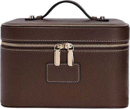 Makeup Case for Women, Leather Makeup Bag Cosmetic Case with Removable Divider, Large Capacity Waterproof Portable Travel Toiletry Make up Organizer Case