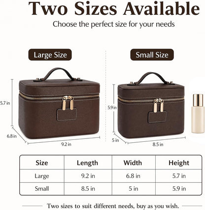 Makeup Case for Women, Leather Makeup Bag Cosmetic Case with Removable Divider, Large Capacity Waterproof Portable Travel Toiletry Make up Organizer Case
