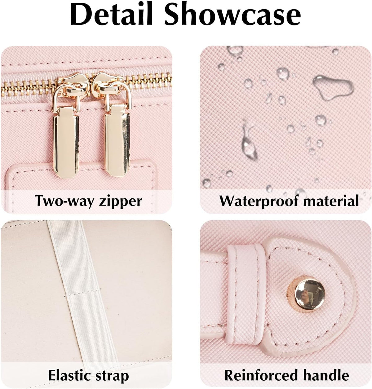 Makeup Case for Women, Leather Makeup Bag Cosmetic Case with Removable Divider, Large Capacity Waterproof Portable Travel Toiletry Make up Organizer Case