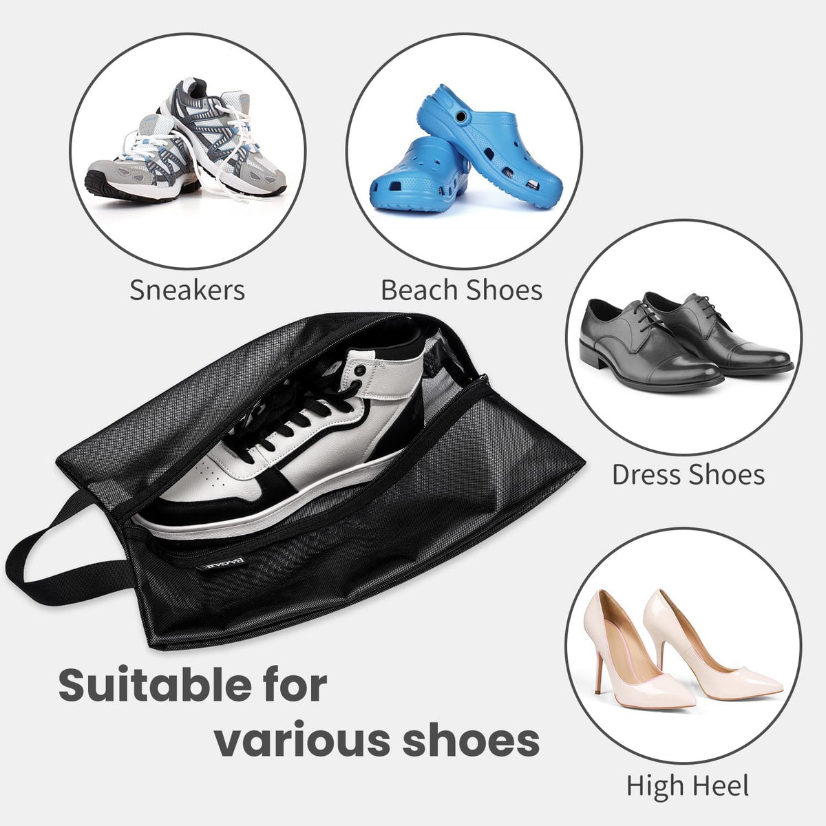 Shoe Bags for Travel, TPU Water Resistant Shoe Pouch(2Psc,Turquoise) | 17x10x5in,Fits Women’s US 5-12,Fits Men’s US 6-16,Visible Mesh,YKK Zipper,TPU Water Resistant Lining,Portable Handle