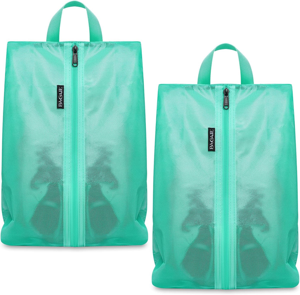 Shoe Bags for Travel, TPU Water Resistant Shoe Pouch(2Psc,Turquoise) | 17x10x5in,Fits Women’s US 5-12,Fits Men’s US 6-16,Visible Mesh,YKK Zipper,TPU Water Resistant Lining,Portable Handle