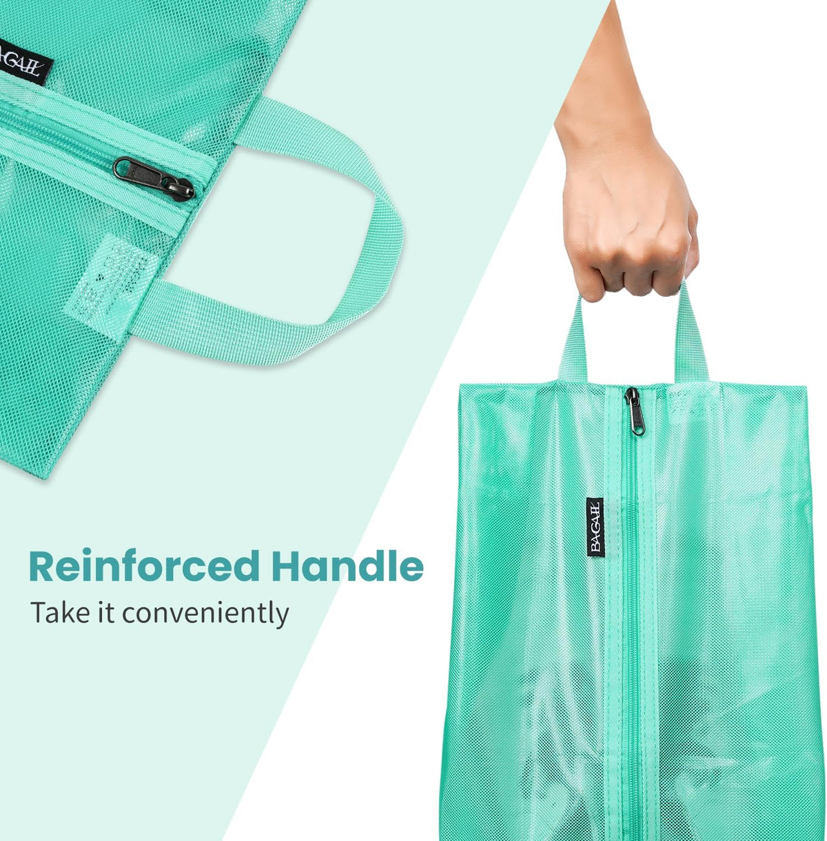 Shoe Bags for Travel, TPU Water Resistant Shoe Pouch(2Psc,Turquoise) | 17x10x5in,Fits Women’s US 5-12,Fits Men’s US 6-16,Visible Mesh,YKK Zipper,TPU Water Resistant Lining,Portable Handle