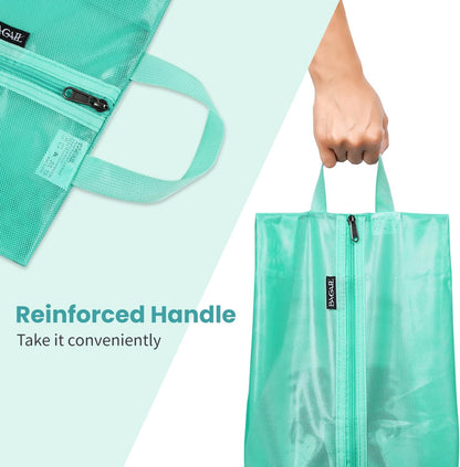 Shoe Bags for Travel, TPU Water Resistant Shoe Pouch(2Psc,Turquoise) | 17x10x5in,Fits Women’s US 5-12,Fits Men’s US 6-16,Visible Mesh,YKK Zipper,TPU Water Resistant Lining,Portable Handle