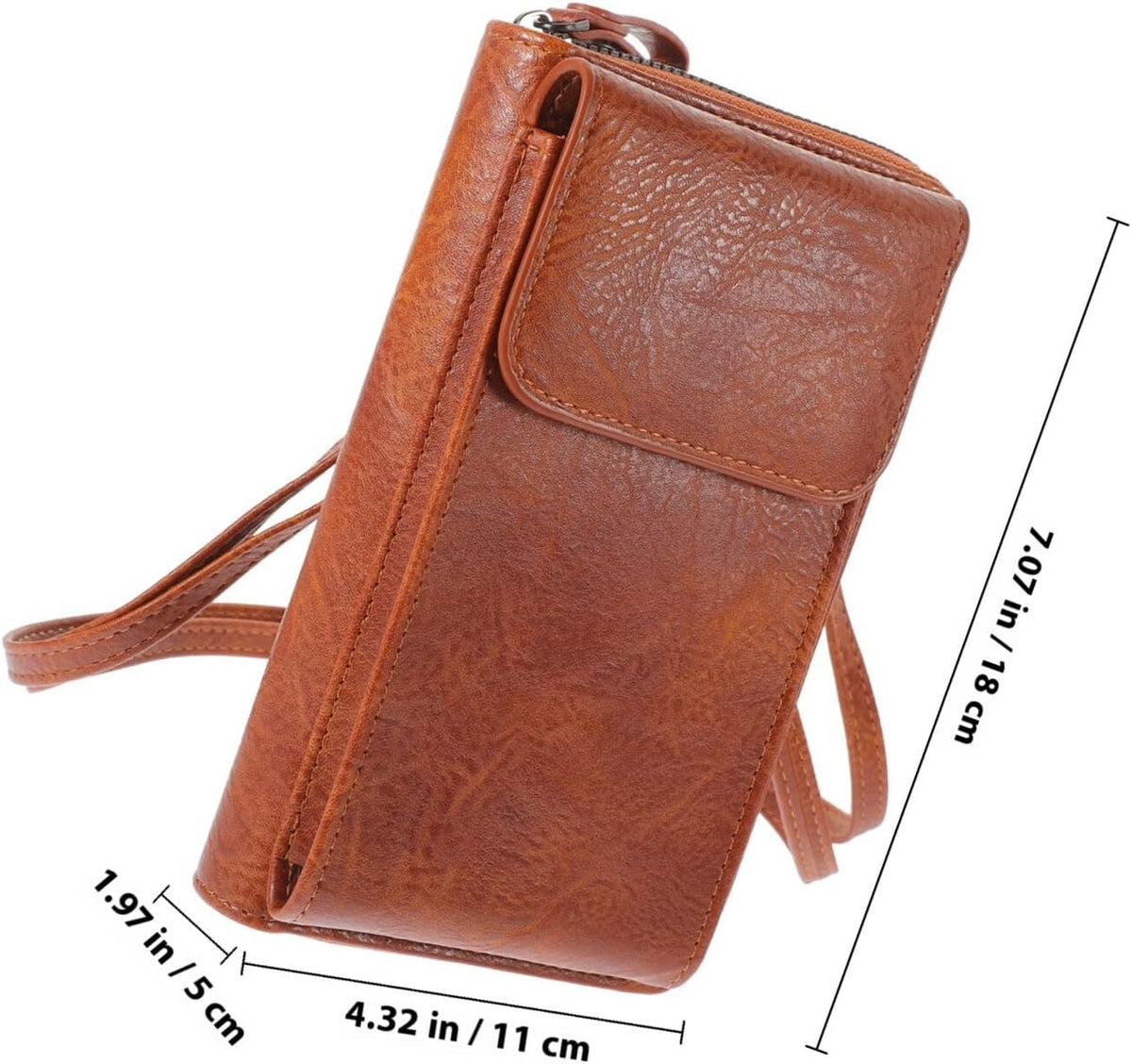 Women’s Crossbody Phone Purse Portable Outdoor Bag Multifunctional Brown Leather Money Storage Pouch for Travel and Everyday Use
