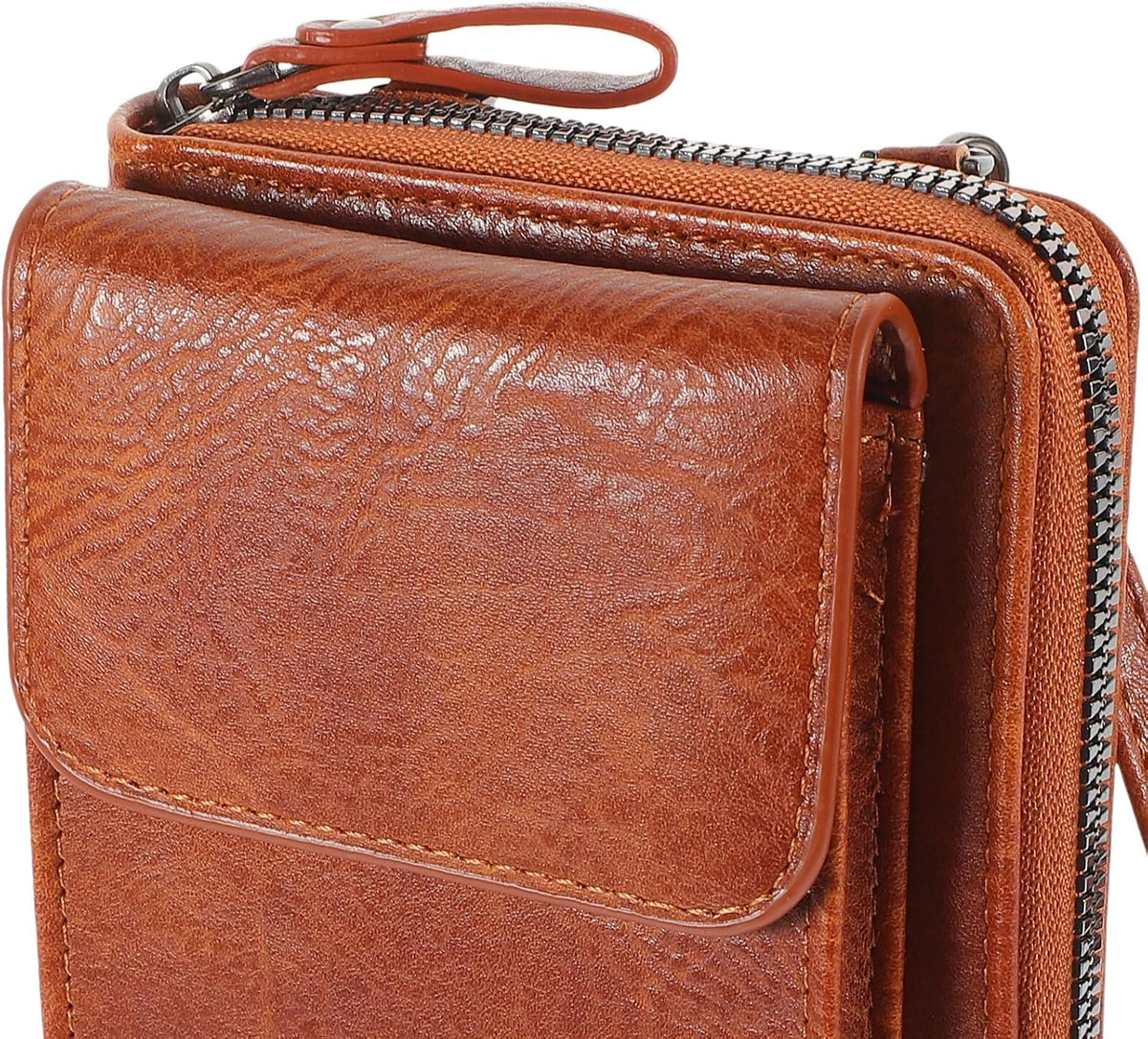 Women’s Crossbody Phone Purse Portable Outdoor Bag Multifunctional Brown Leather Money Storage Pouch for Travel and Everyday Use