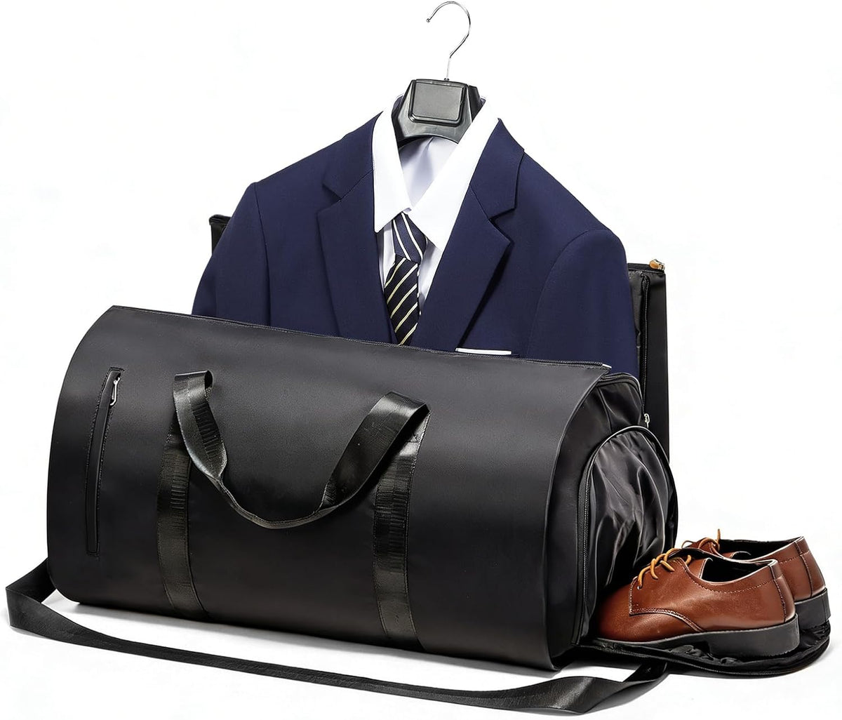 Convertible Garment Bags for Travel Carry On Garment Bag For Men Women Foldable Duffle Bag For Travel With Shoe Compartment, Luggage Weekend Bag, 2 in 1 Hanging Suitcase Suit Travel Bags (Black)