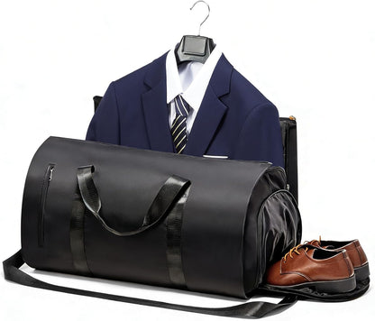Convertible Garment Bags for Travel Carry On Garment Bag For Men Women Foldable Duffle Bag For Travel With Shoe Compartment, Luggage Weekend Bag, 2 in 1 Hanging Suitcase Suit Travel Bags (Black)