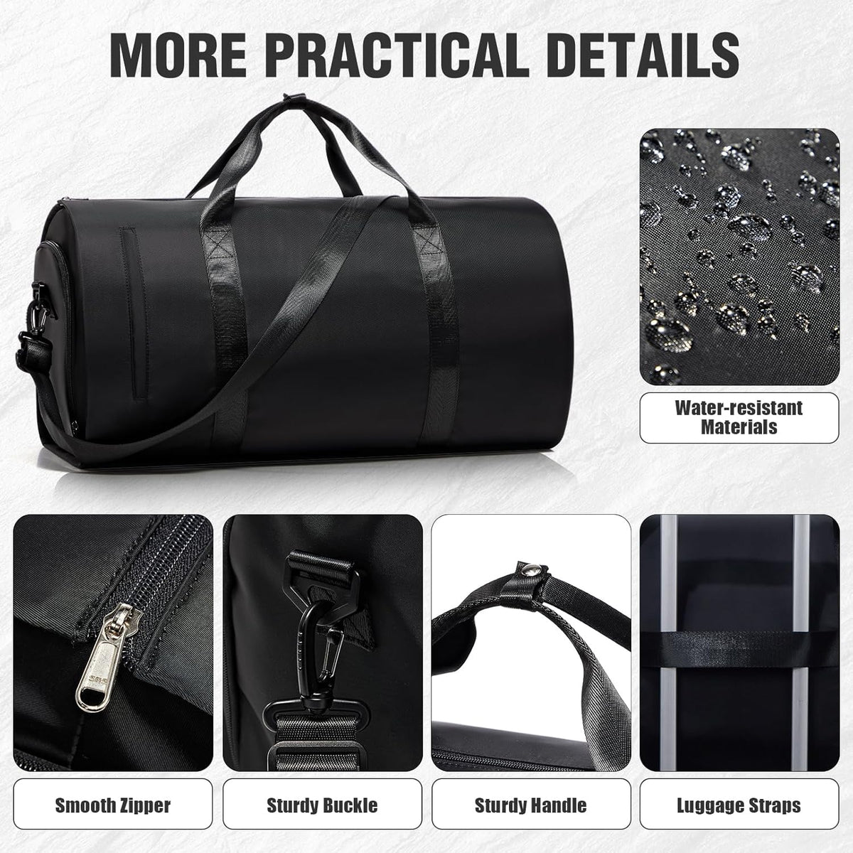 Convertible Garment Bags for Travel Carry On Garment Bag For Men Women Foldable Duffle Bag For Travel With Shoe Compartment, Luggage Weekend Bag, 2 in 1 Hanging Suitcase Suit Travel Bags (Black)