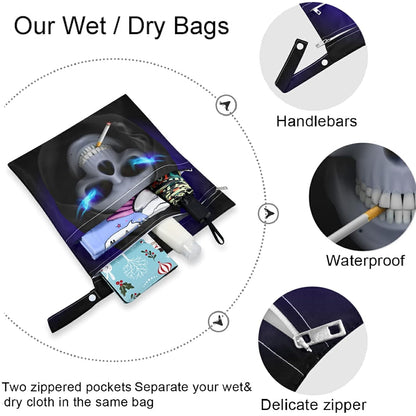 Vintage Cactus Mountain Cowboy Horse Sunset 2Pcs Wet Bag with Zippered Pockets Washable Reusable Roomy Diaper Bag for Travel,Beach,Daycare,Stroller,Diapers,Dirty Gym Clothes,Wet Swimsuits,To