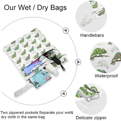 Vintage Cactus Mountain Cowboy Horse Sunset 2Pcs Wet Bag with Zippered Pockets Washable Reusable Roomy Diaper Bag for Travel,Beach,Daycare,Stroller,Diapers,Dirty Gym Clothes,Wet Swimsuits,To