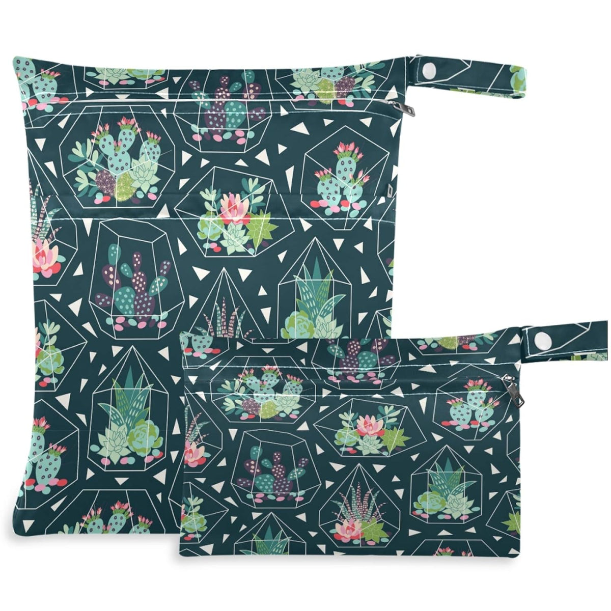 Vintage Cactus Mountain Cowboy Horse Sunset 2Pcs Wet Bag with Zippered Pockets Washable Reusable Roomy Diaper Bag for Travel,Beach,Daycare,Stroller,Diapers,Dirty Gym Clothes,Wet Swimsuits,To