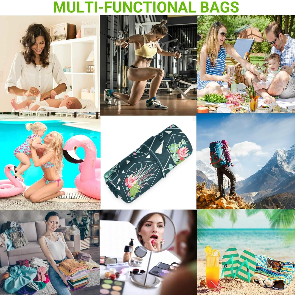 Vintage Cactus Mountain Cowboy Horse Sunset 2Pcs Wet Bag with Zippered Pockets Washable Reusable Roomy Diaper Bag for Travel,Beach,Daycare,Stroller,Diapers,Dirty Gym Clothes,Wet Swimsuits,To