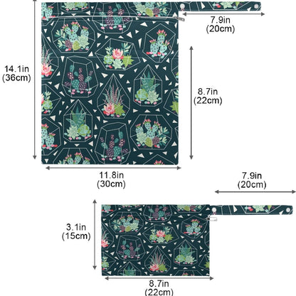 Vintage Cactus Mountain Cowboy Horse Sunset 2Pcs Wet Bag with Zippered Pockets Washable Reusable Roomy Diaper Bag for Travel,Beach,Daycare,Stroller,Diapers,Dirty Gym Clothes,Wet Swimsuits,To