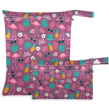 Vintage Cactus Mountain Cowboy Horse Sunset 2Pcs Wet Bag with Zippered Pockets Washable Reusable Roomy Diaper Bag for Travel,Beach,Daycare,Stroller,Diapers,Dirty Gym Clothes,Wet Swimsuits,To