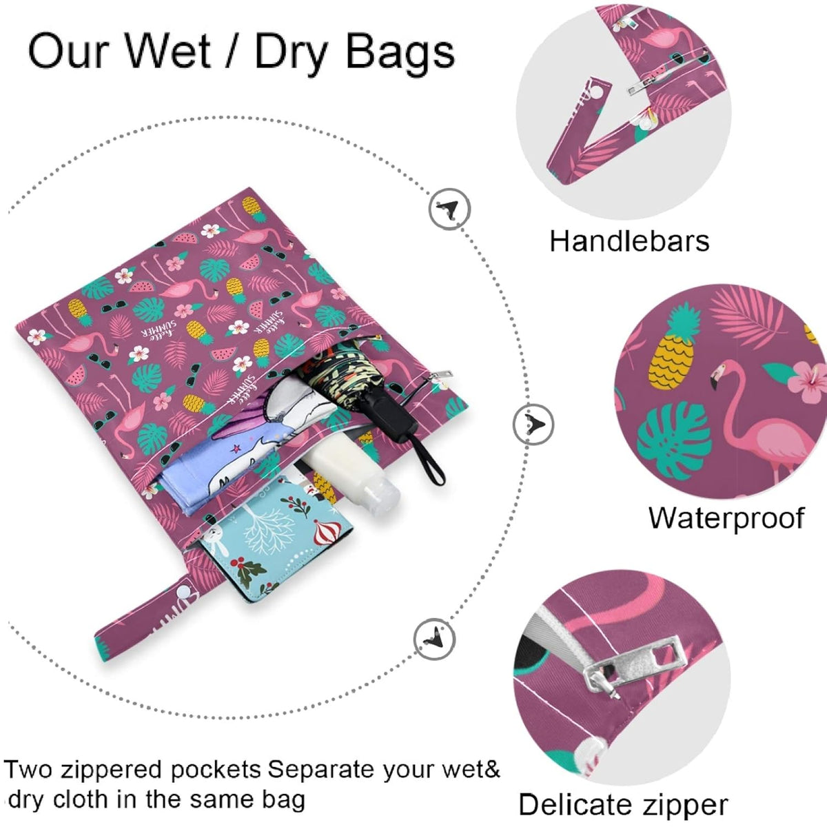 Vintage Cactus Mountain Cowboy Horse Sunset 2Pcs Wet Bag with Zippered Pockets Washable Reusable Roomy Diaper Bag for Travel,Beach,Daycare,Stroller,Diapers,Dirty Gym Clothes,Wet Swimsuits,To