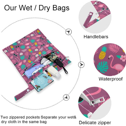 Vintage Cactus Mountain Cowboy Horse Sunset 2Pcs Wet Bag with Zippered Pockets Washable Reusable Roomy Diaper Bag for Travel,Beach,Daycare,Stroller,Diapers,Dirty Gym Clothes,Wet Swimsuits,To