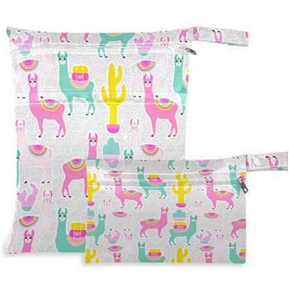 Vintage Cactus Mountain Cowboy Horse Sunset 2Pcs Wet Bag with Zippered Pockets Washable Reusable Roomy Diaper Bag for Travel,Beach,Daycare,Stroller,Diapers,Dirty Gym Clothes,Wet Swimsuits,To