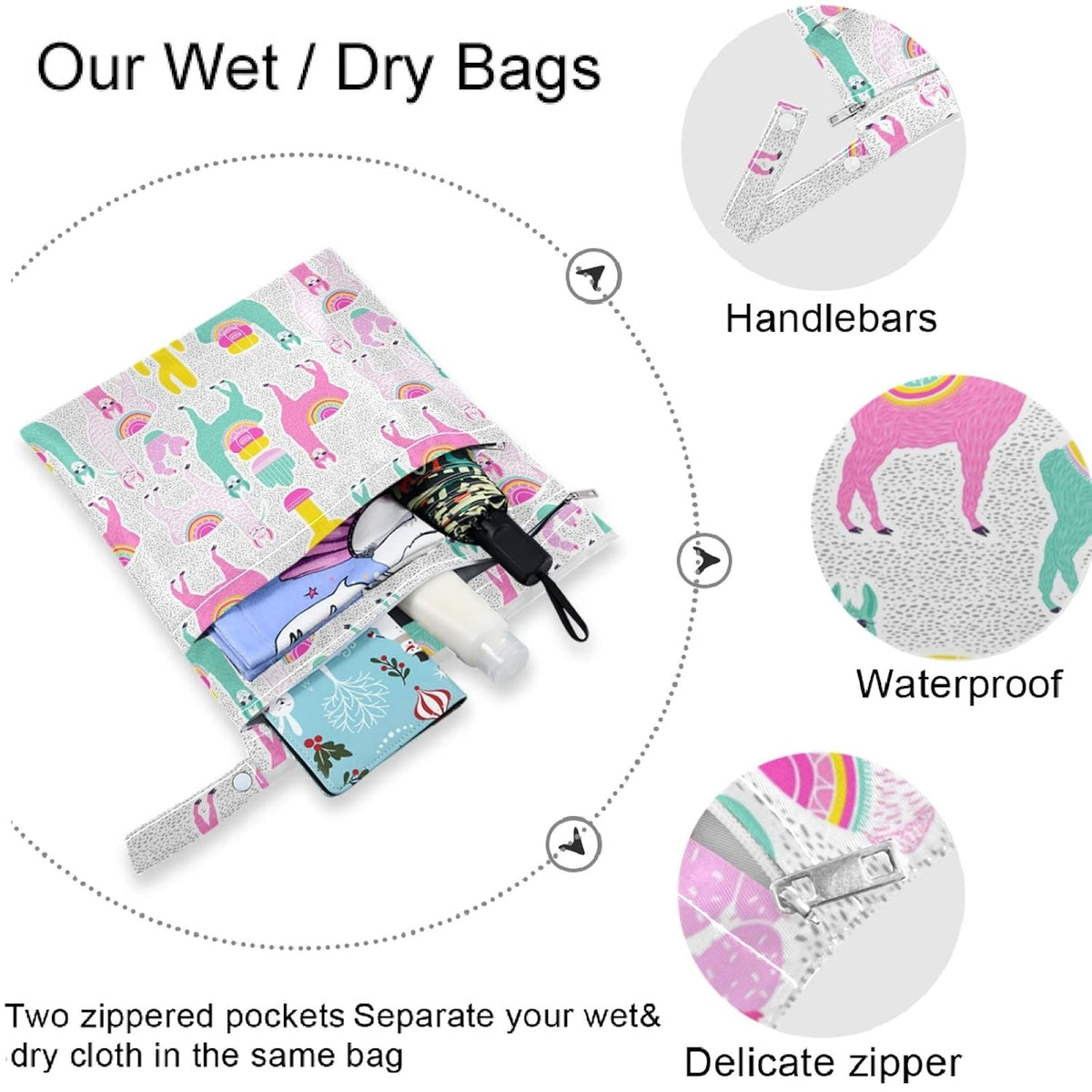 Vintage Cactus Mountain Cowboy Horse Sunset 2Pcs Wet Bag with Zippered Pockets Washable Reusable Roomy Diaper Bag for Travel,Beach,Daycare,Stroller,Diapers,Dirty Gym Clothes,Wet Swimsuits,To
