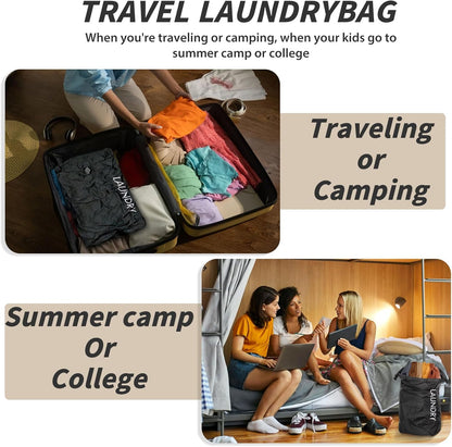 Travel Laundry Bag, Pump Free Vacuum Storage Bag Reusable Compression Dirty Clothes Travel Bag Waterproof Wet Dry Bags Large Capacity Space Saver Bags Camp Clothes Organizer (1 Pcs)(Pink, L)
