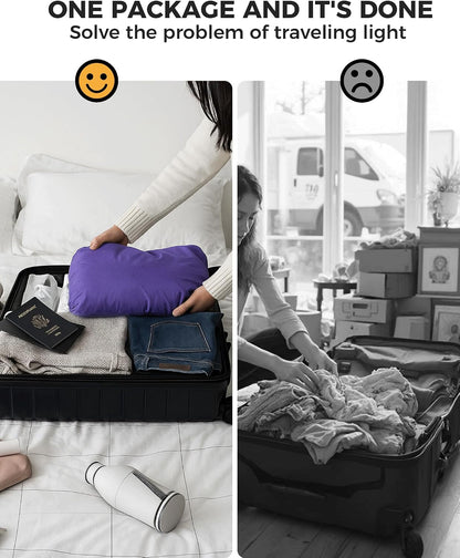 Travel Laundry Bag, Pump Free Vacuum Storage Bag Reusable Compression Dirty Clothes Travel Bag Waterproof Wet Dry Bags Large Capacity Space Saver Bags Camp Clothes Organizer (1 Pcs)(Pink, L)