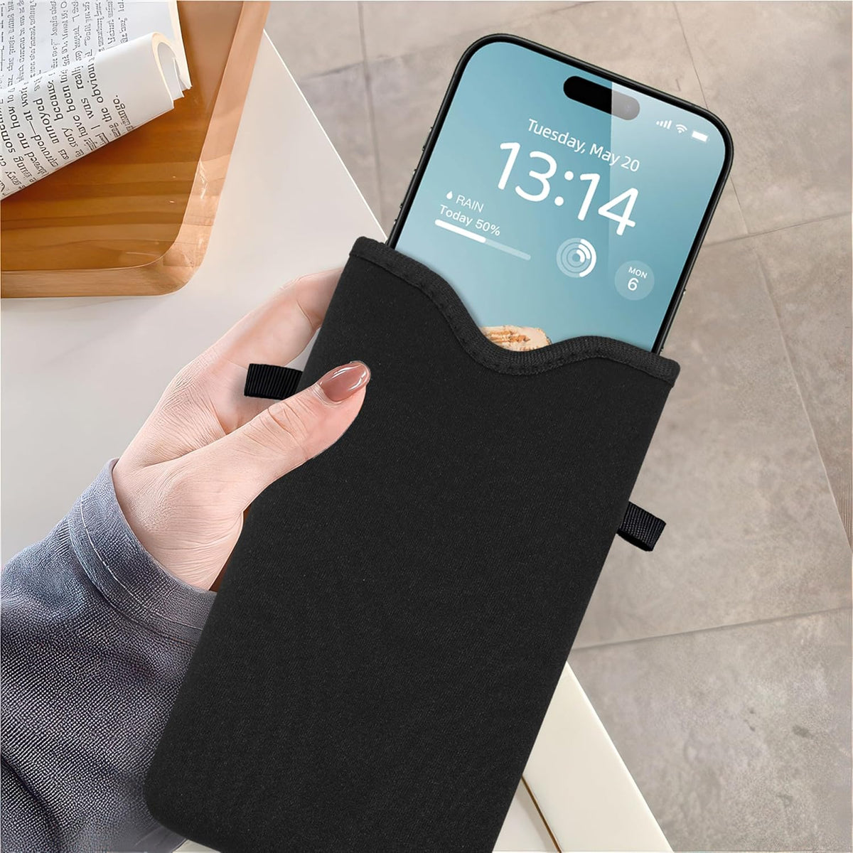 HAQuke Men Women Phone Sleeve Pouch Case Bag with Crossbody Strap/Neck Lanyard for iPhone 17/16/15 Pro Max, Air, 16/15 Plus, 16e; Black