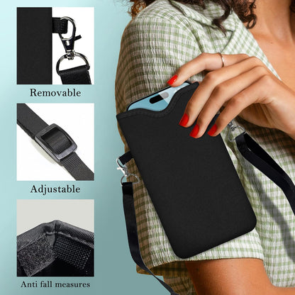 HAQuke Men Women Phone Sleeve Pouch Case Bag with Crossbody Strap/Neck Lanyard for iPhone 17/16/15 Pro Max, Air, 16/15 Plus, 16e; Black