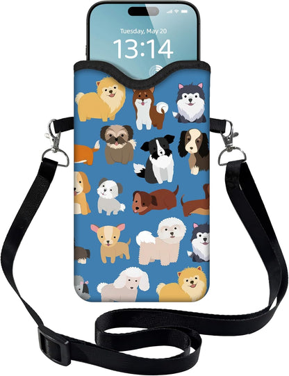 HAQuke Men Women Phone Sleeve Pouch Case Bag with Crossbody Strap/Neck Lanyard for iPhone 17/16/15 Pro Max, Air, 16/15 Plus, 16e; Black
