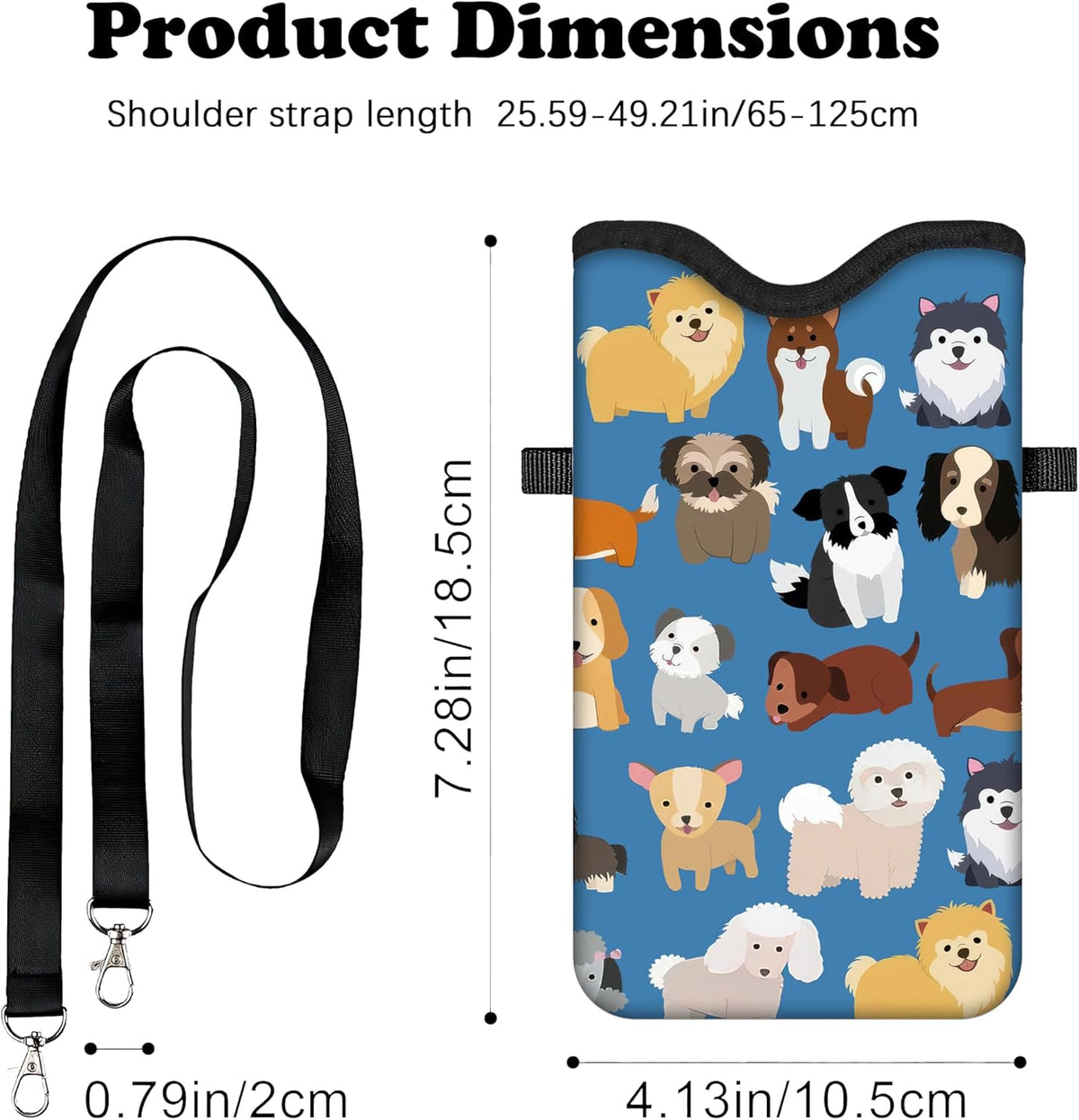 HAQuke Men Women Phone Sleeve Pouch Case Bag with Crossbody Strap/Neck Lanyard for iPhone 17/16/15 Pro Max, Air, 16/15 Plus, 16e; Black