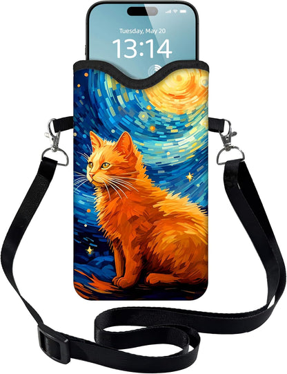 HAQuke Men Women Phone Sleeve Pouch Case Bag with Crossbody Strap/Neck Lanyard for iPhone 17/16/15 Pro Max, Air, 16/15 Plus, 16e; Black