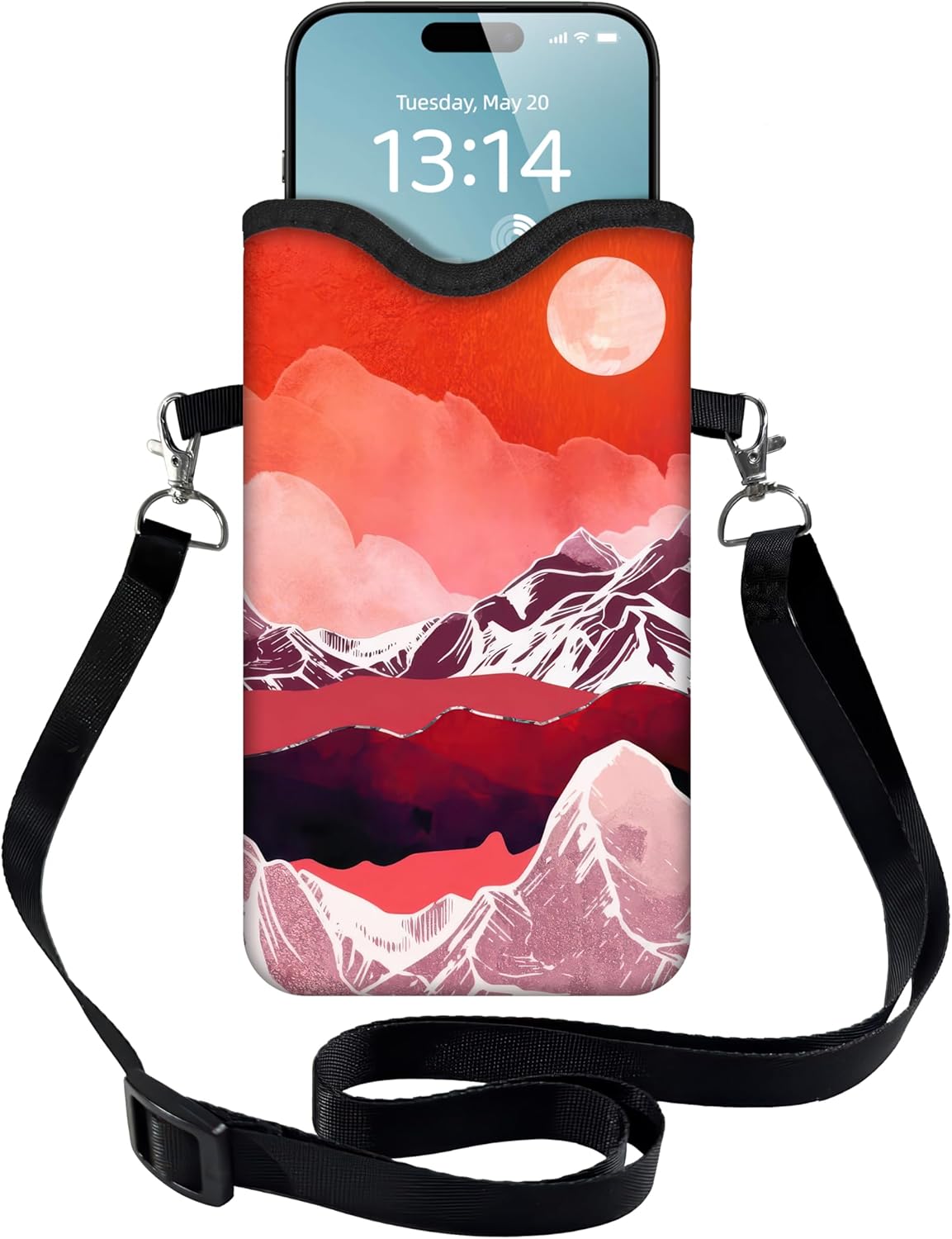 HAQuke Men Women Phone Sleeve Pouch Case Bag with Crossbody Strap/Neck Lanyard for iPhone 17/16/15 Pro Max, Air, 16/15 Plus, 16e; Black