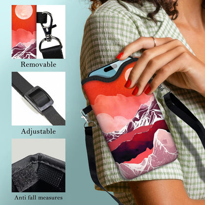 HAQuke Men Women Phone Sleeve Pouch Case Bag with Crossbody Strap/Neck Lanyard for iPhone 17/16/15 Pro Max, Air, 16/15 Plus, 16e; Black