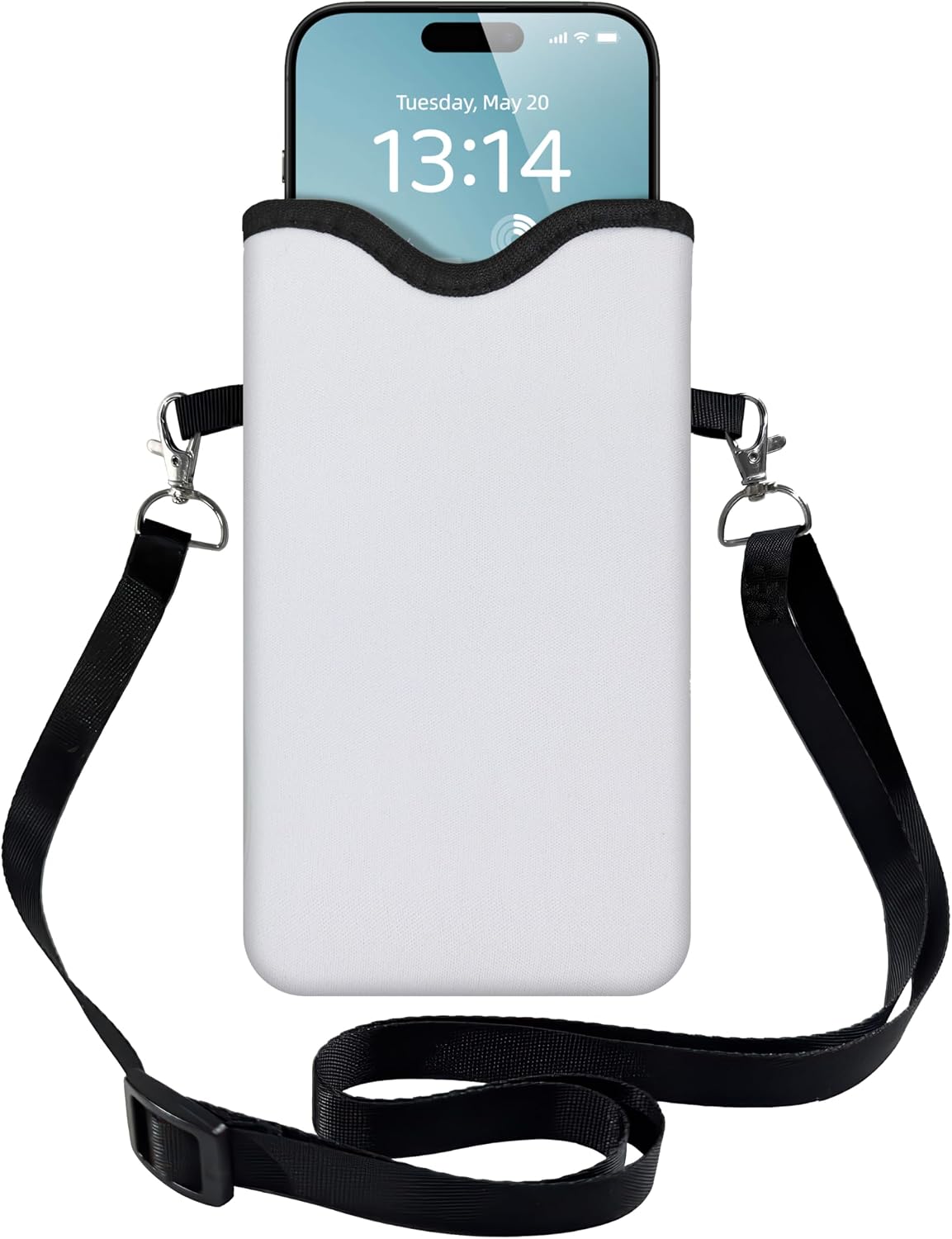 HAQuke Men Women Phone Sleeve Pouch Case Bag with Crossbody Strap/Neck Lanyard for iPhone 17/16/15 Pro Max, Air, 16/15 Plus, 16e; Black