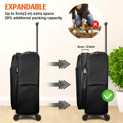 Verdi Softside Expandable Carry-On Luggage with Spinner Wheel USB Port Lightweight (Khaki, 20-Inch Carry-On)