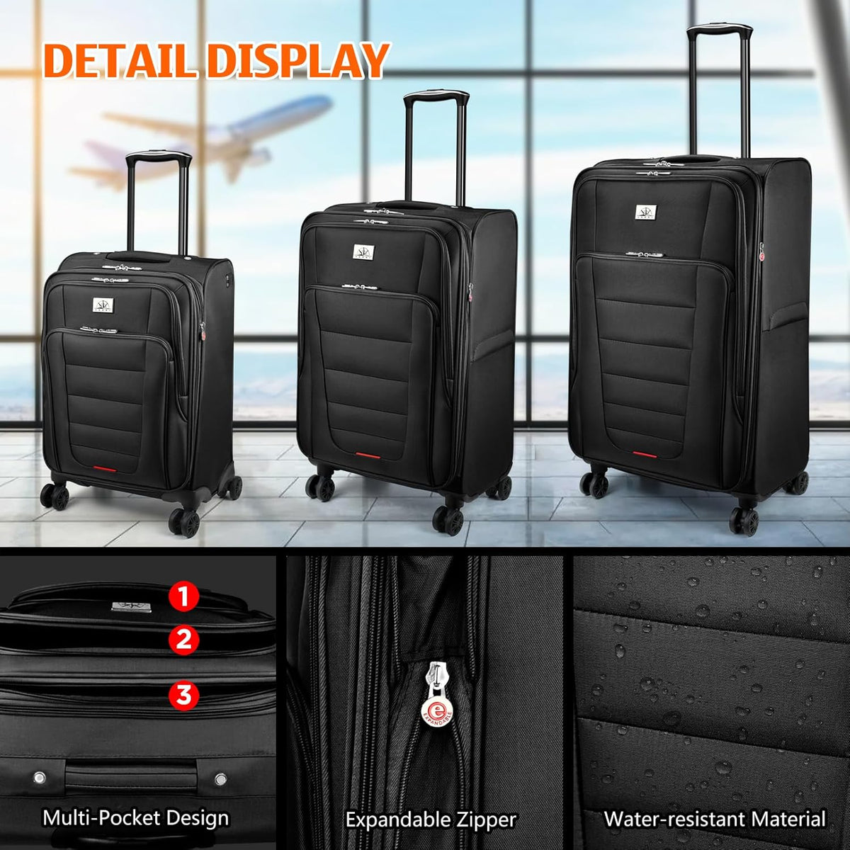 Verdi Softside Expandable Carry-On Luggage with Spinner Wheel USB Port Lightweight (Khaki, 20-Inch Carry-On)