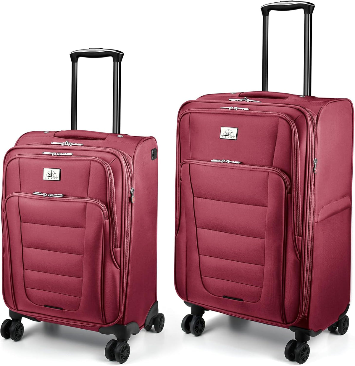 Verdi Softside Expandable Carry-On Luggage with Spinner Wheel USB Port Lightweight (Khaki, 20-Inch Carry-On)